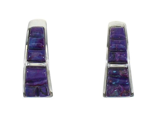 Southwest Sterling Silver Magenta Turquoise Post Earrings MX63723